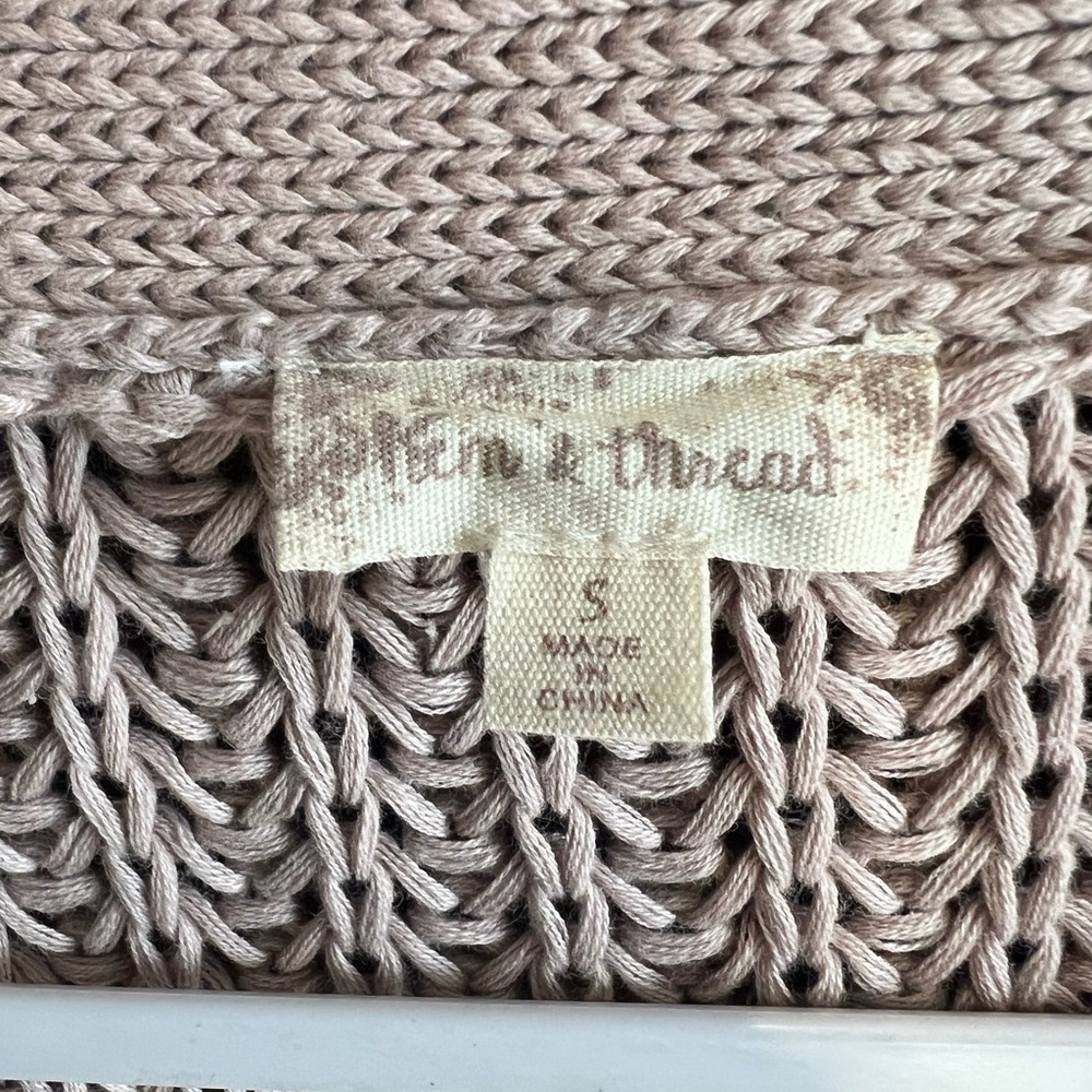 Hem & Thread Cream Cable Knit Cardigan Sweater - Picture 2 of 6